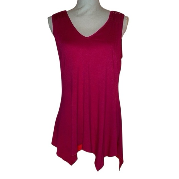New Directions “Shark Bite” Embellished Sleeveless Tunic in Hot Pink Size Large - Picture 1 of 5